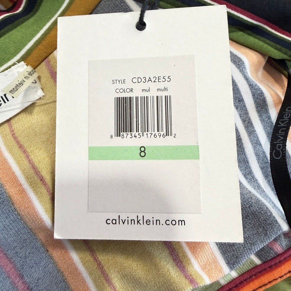 CALVIN‎ KLEIN Multicolor Striped Faux Wrap Sleeveless Dress 8 CD3A2E55 - Picture 5 of 8